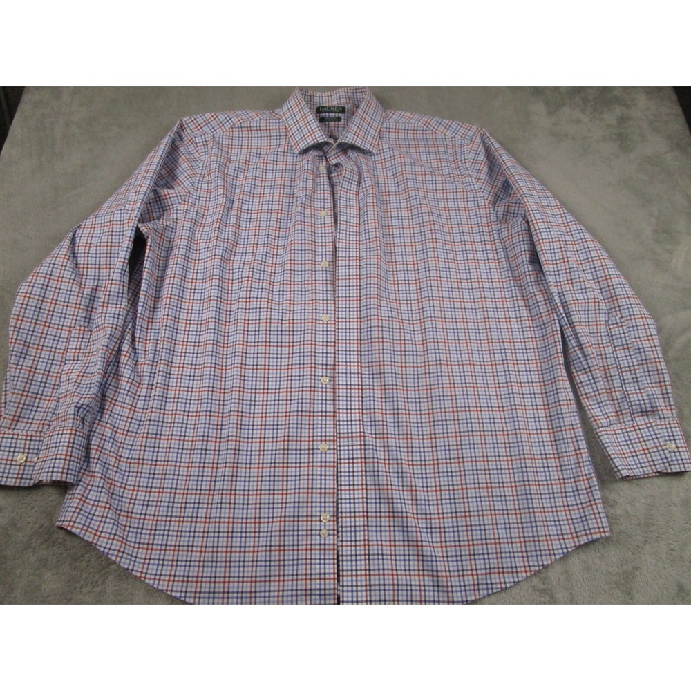 Lauren‎ Ralph Lauren Shirt Mens 18 Blue Checked Button Down Cotton